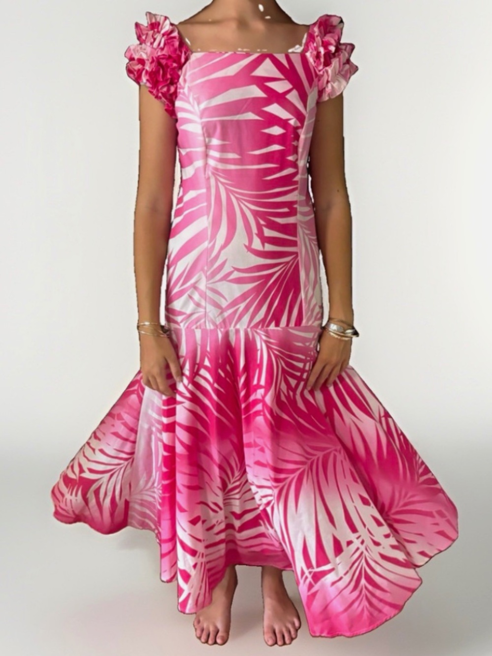 T & S Mu'umu'u Factory pink & white Mu'umu'u size 4